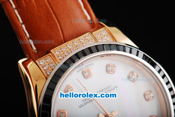Rolex Datejust Swiss ETA 2836 Automatic Movement White Dial with Dimond Markers-Black Diamond Bezel - Click Image to Close